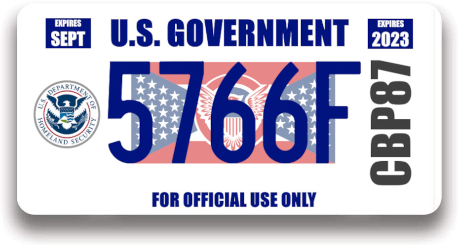 US Government plate